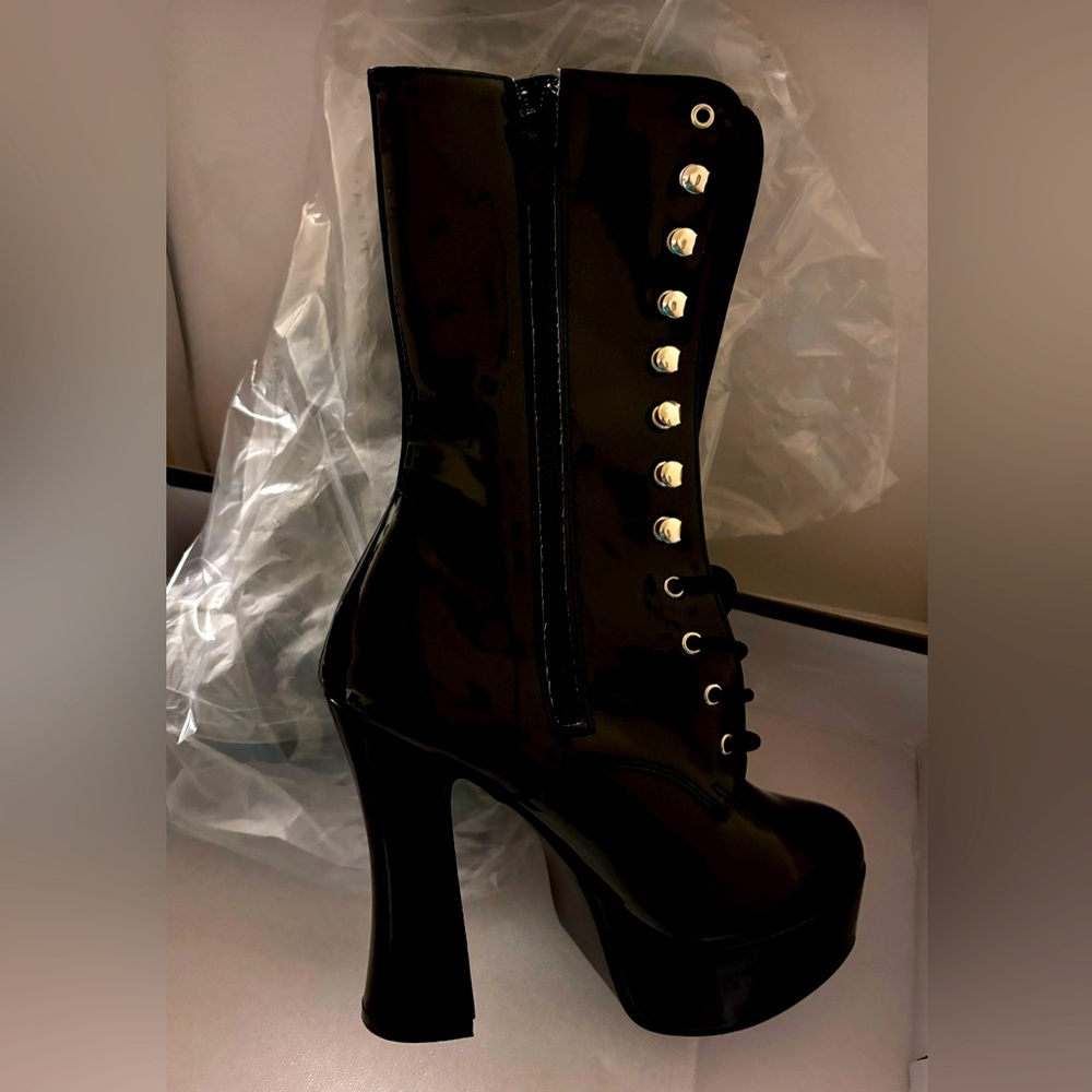 Black Platform Lace-Up Boots